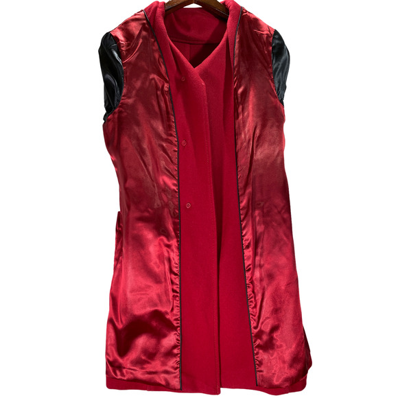 Twee PELLE Studio Womens Medium Button Wool Blend Red Walking Pea Mob Wife Coat - Picture 7 of 11